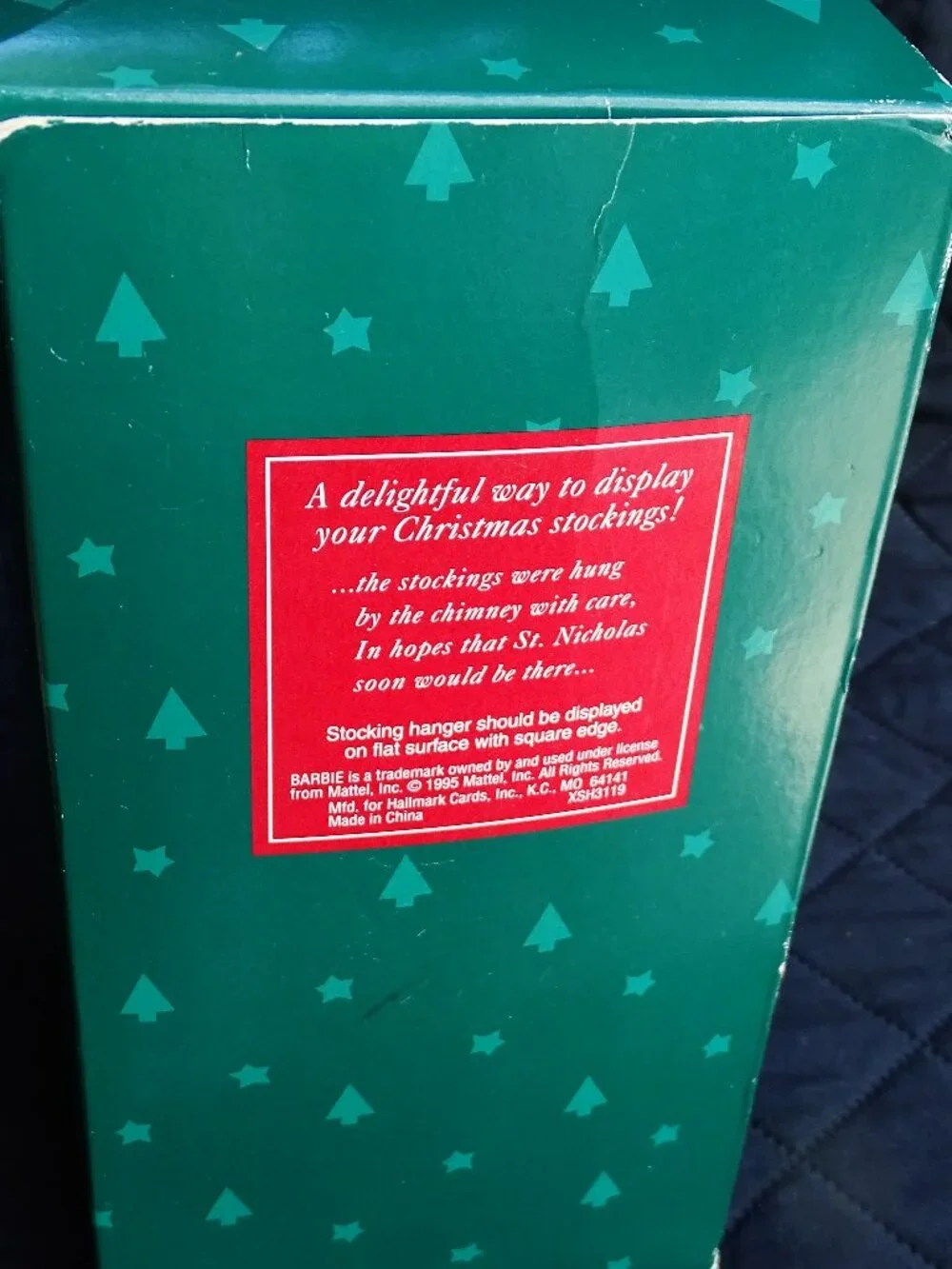 Hallmark Happy Holidays Barbie Christmas Stocking Hanger 1995